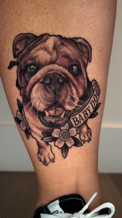 Twofold Tattoo - Dog portrait by Jake @lombardotattoo - Tattoo Near Me - Reno, Nevada