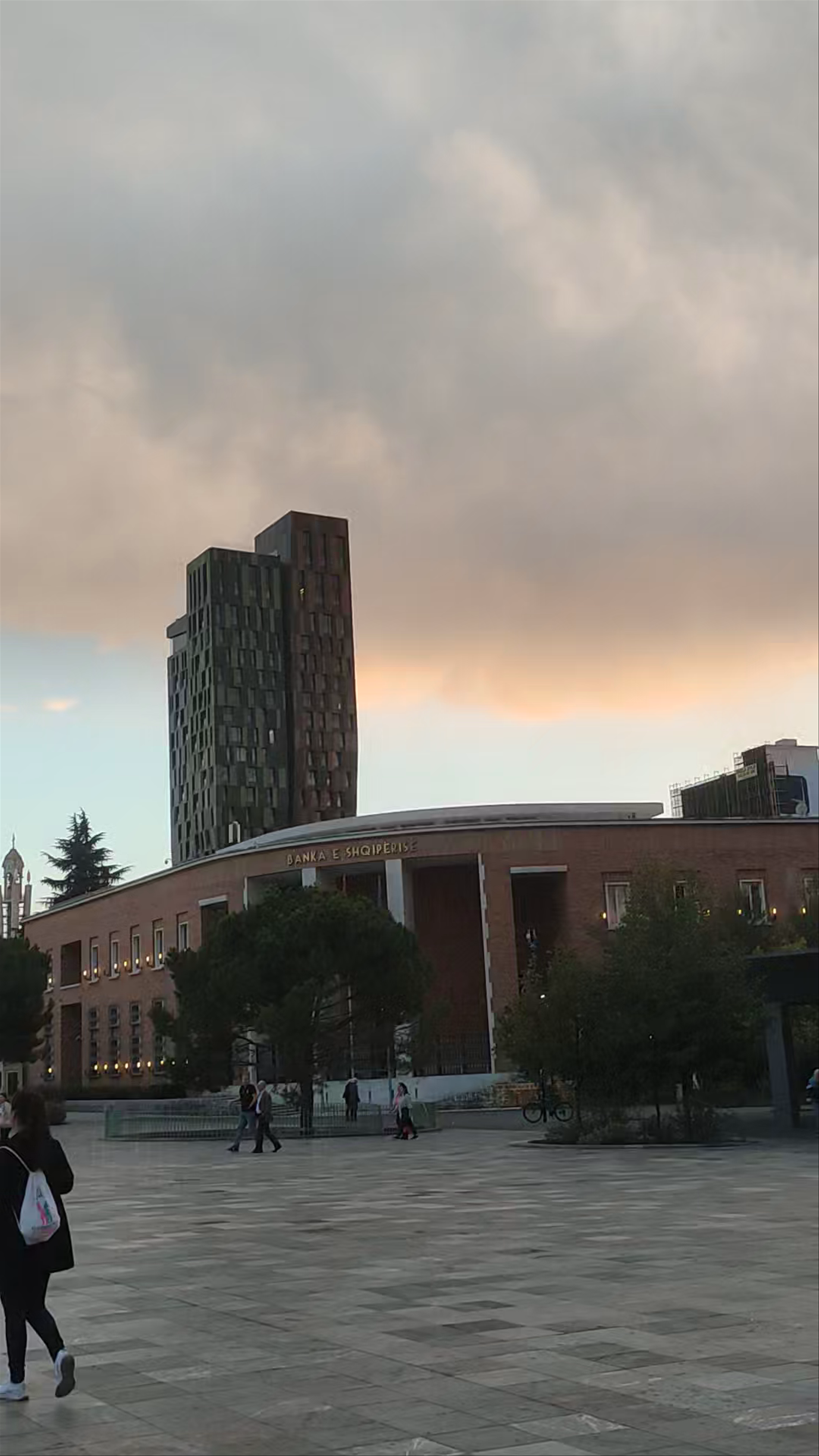 Evening Stroll Through Plaza Skanderbeg in Tirana, Albania