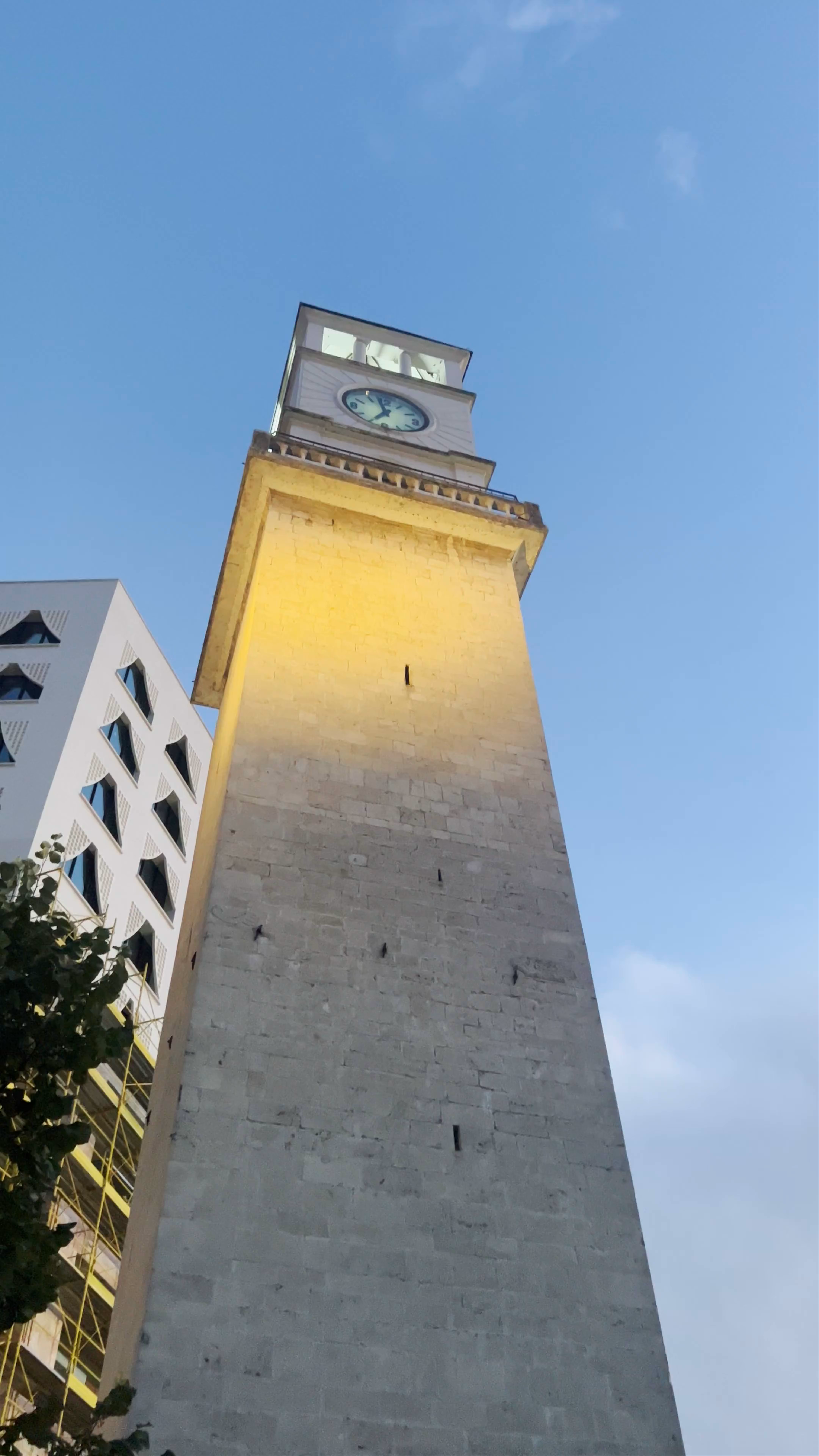 Clock Tower, Tirana: Historic Landmark Illuminated at Dusk