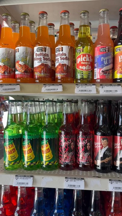 Candy 4 Less - This is a lot of different sodas a lot of different flavors. They don't sound so great but they would be good joke ones, some of em - Candy Stores Near Me - Anaheim, California
