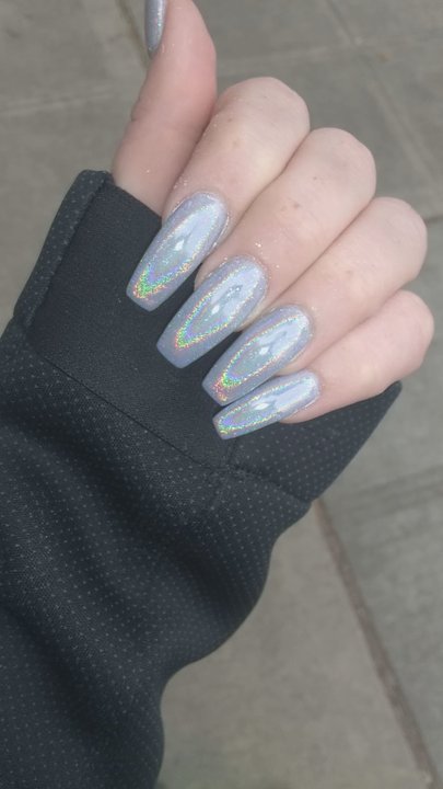 Excellent Nails & Spa - Lavendar Coffin Dip Nails with Holographic Powder - Nail Salons Near Me - Seattle, Washington