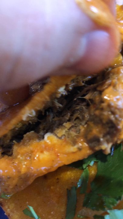 Frida’s Taqueria - I had to pry it open and cool it off- perfect chance to show you how meat-packed these are! - Mexican Near Me - Lilburn, Georgia