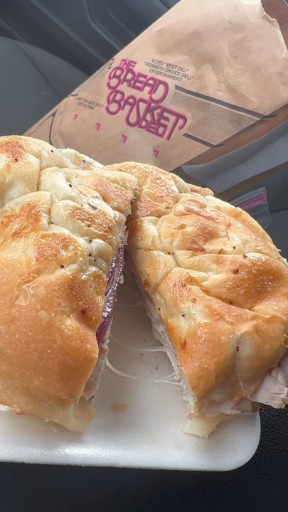 Bread Basket Deli - Egg Egg White Delight w/ Turkey Pastrami, Swiss Cheese, Grilled Onions on a Onion Roll. Only available at Jefferson location. - Delis Near Me - Detroit, Michigan