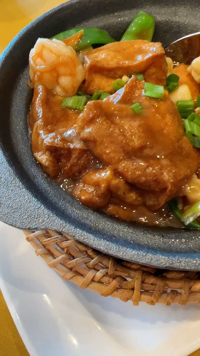 Secret Kitchen - $9.99 lunch special I got the Stewed Brown Pork Belly and Seafood Tofu Bowl - Cantonese Near Me - Flushing, New York