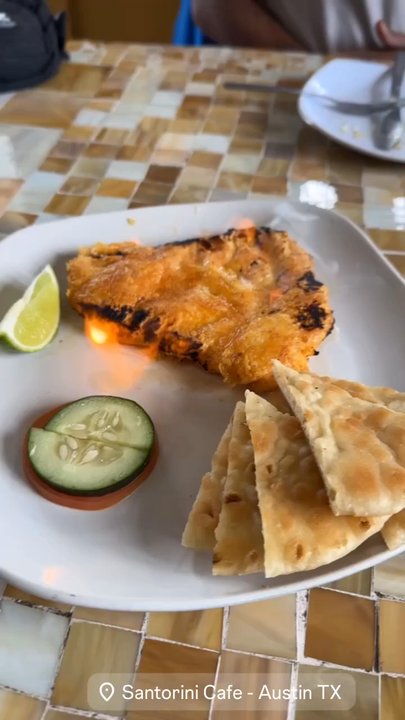 Santorini Cafe - Saganaki - Greek Near Me - Austin, Texas