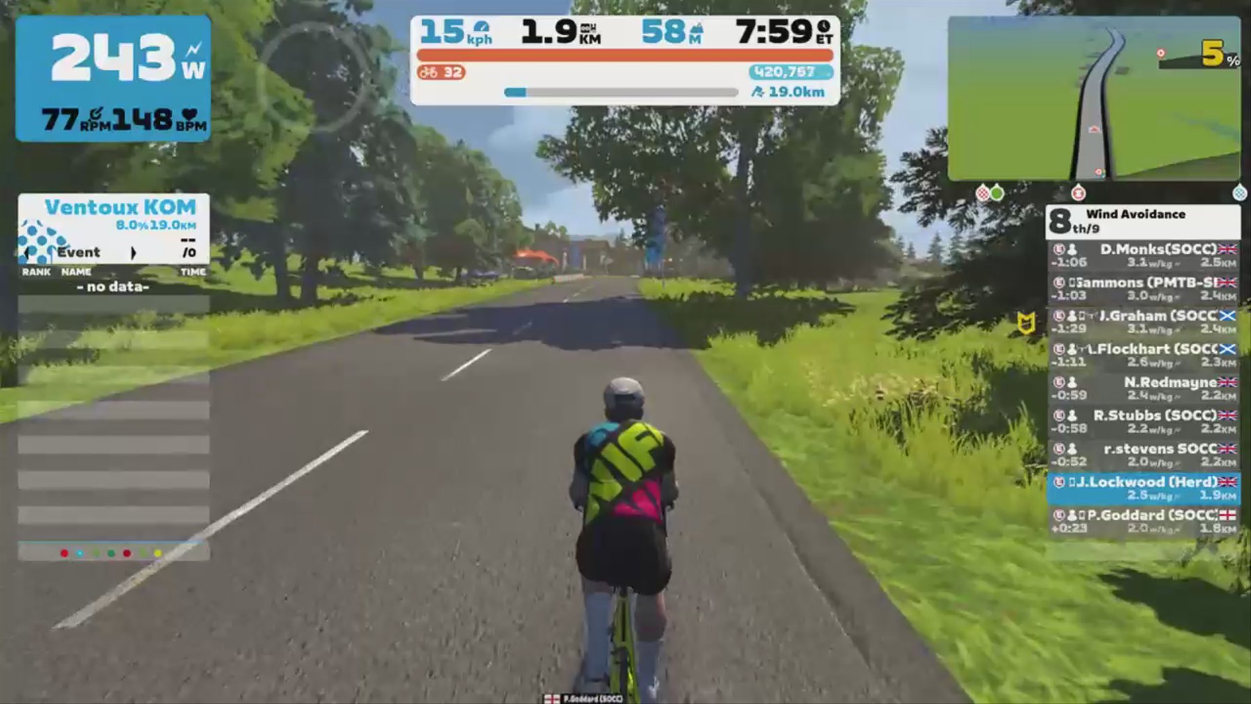 Zwift - Group Ride: Wind Avoidance on Ven-Top in France