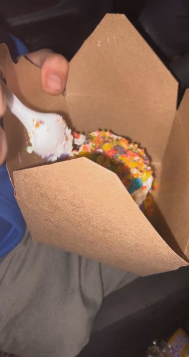 Midnite Munchies - Purple Ube cheesecake with whip cream and fruity pebble toppings for the hubby - Food Delivery Services Near Me - Chico, California