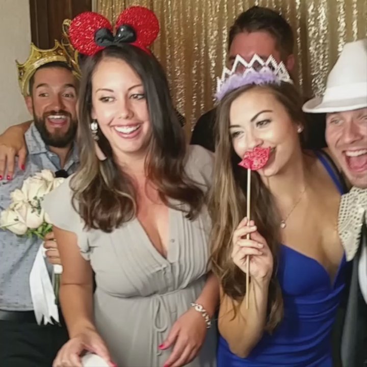 Gala Booth - Open booth for a wedding with gold glitter backdrop at Villa del Sol Fullerton, Ca. - Photo Booth Rentals Near Me - Santa Ana, California