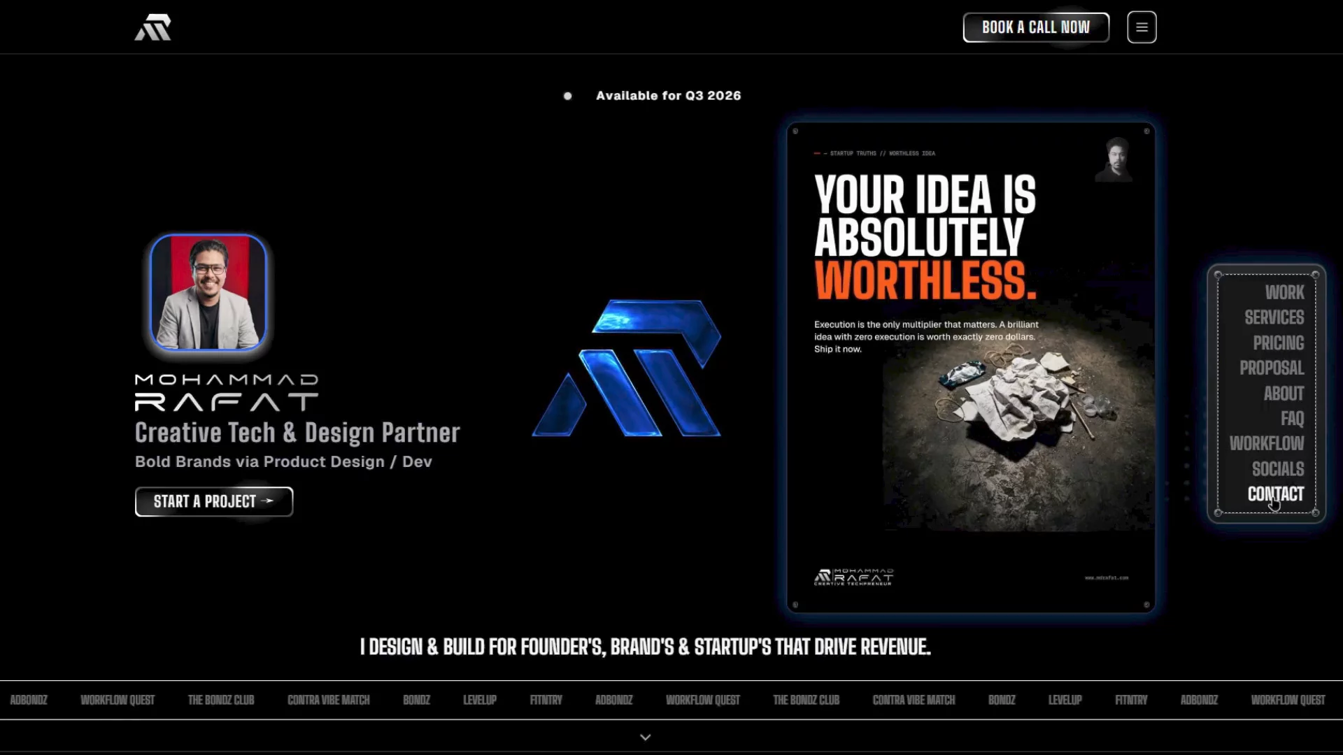 Handcrafted with Framer 🔥Self branding is more important!  Rebuilt the hero section layout and navigations.  🔗 www.mdrafat.com🔗 www.x.com/mdrafat007