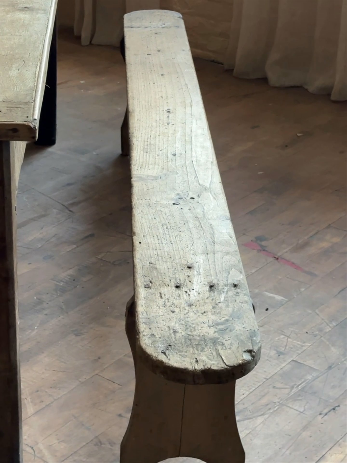 French Round Wood Bench