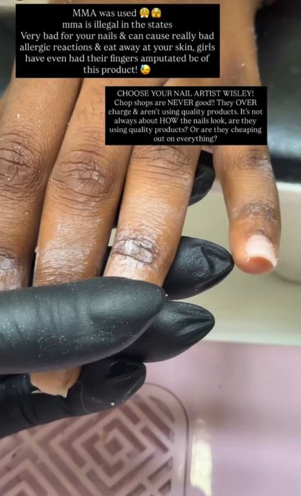 Victory Nail Lounge - video of my nail tech showing the gummy residue as proof of MMA use. - Nail Salons Near Me - Dallas, Texas