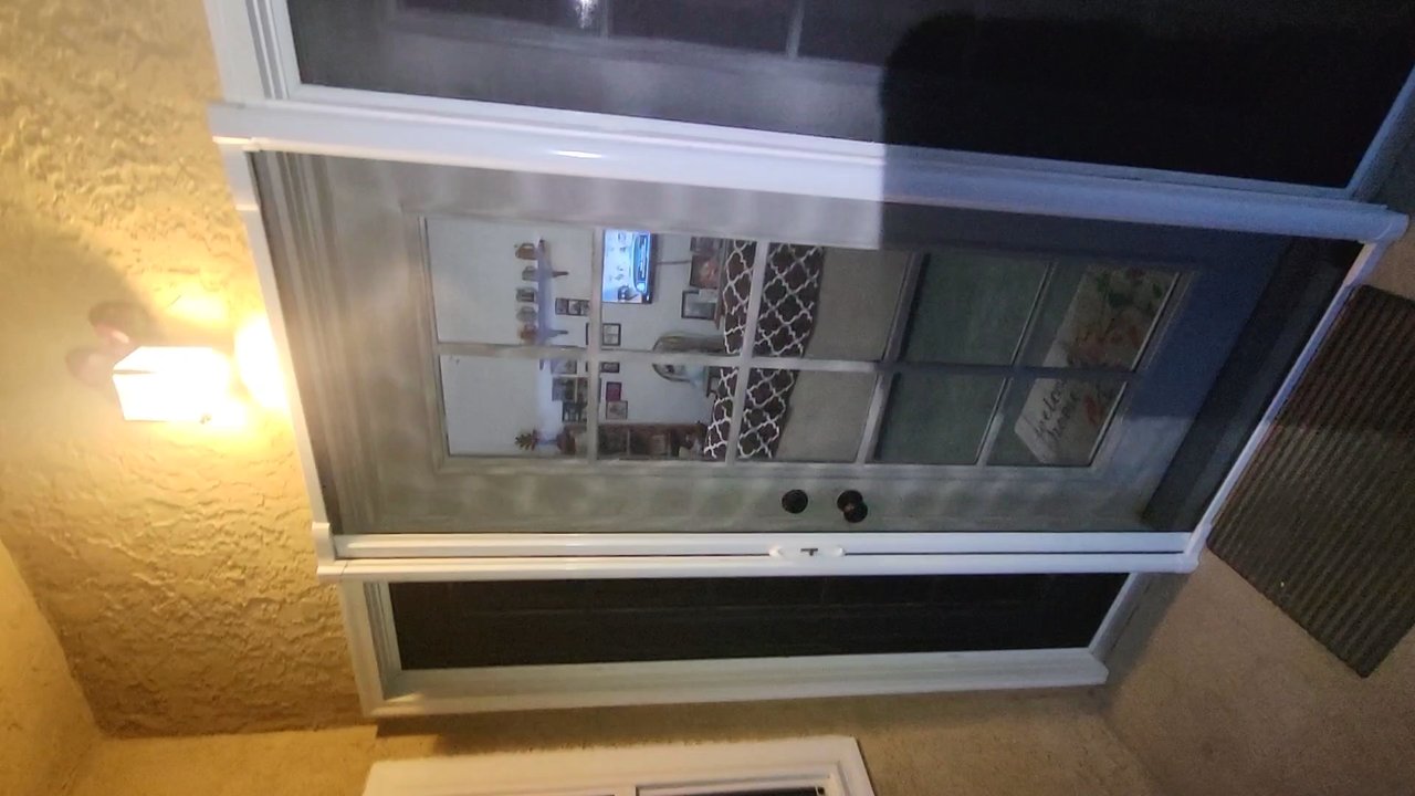 Bobcat Mobile Screen Service - This is a retractable screen door with double side lights With 80% black solar screen in the sidelights. - Windows Installation Near Me - Apple Valley, California