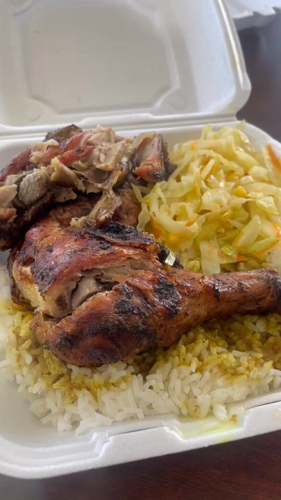 Reggae Island Grill - Jerk, cabbage and rice - Caribbean Near Me - Myrtle Beach, South Carolina