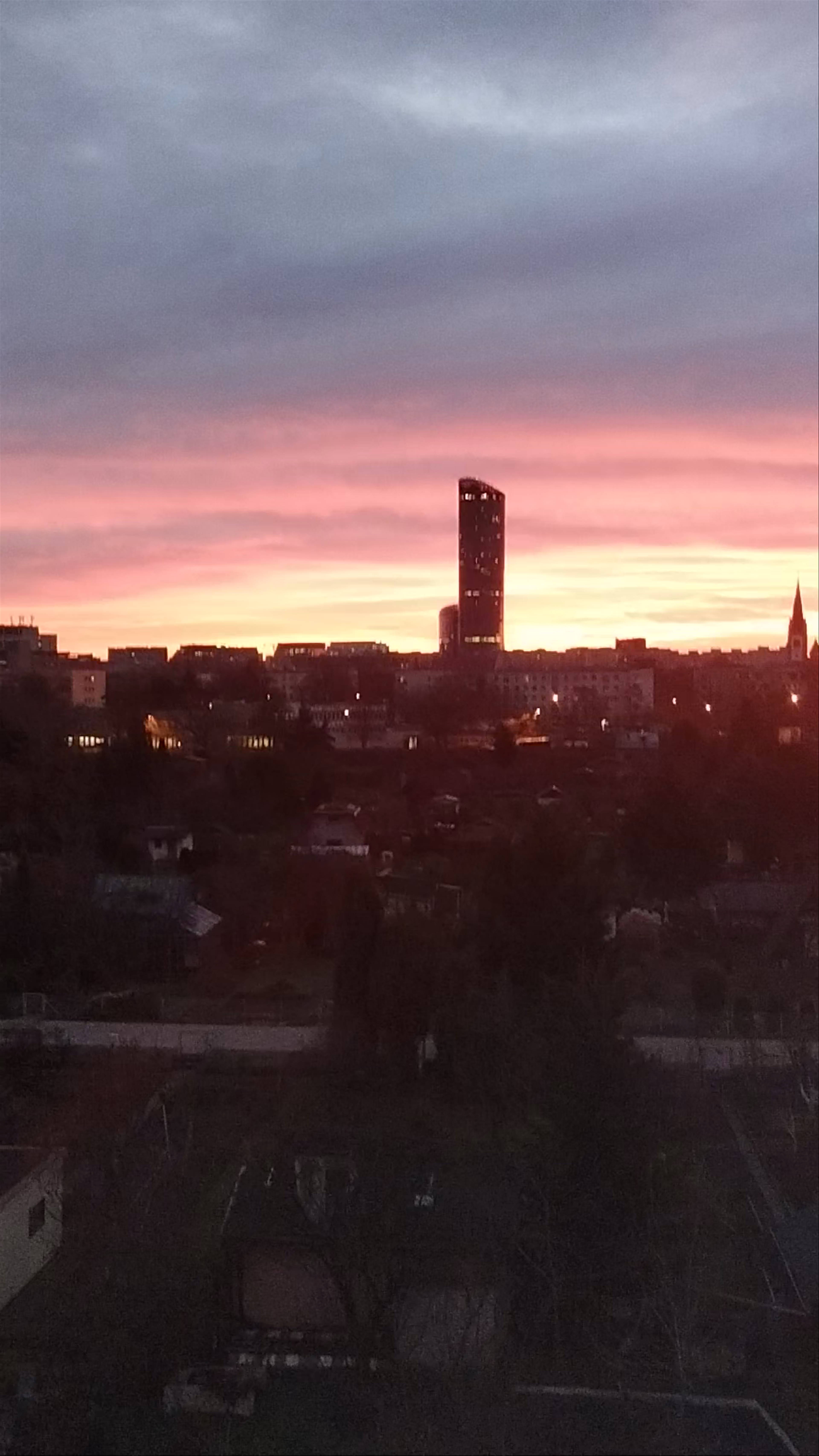 Wrocław Evening Skyline: A Captivating Winter Sunset