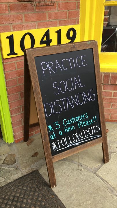 Potomac Sweets - Social distancing sign outside - Bakeries Near Me - Kensington, Maryland
