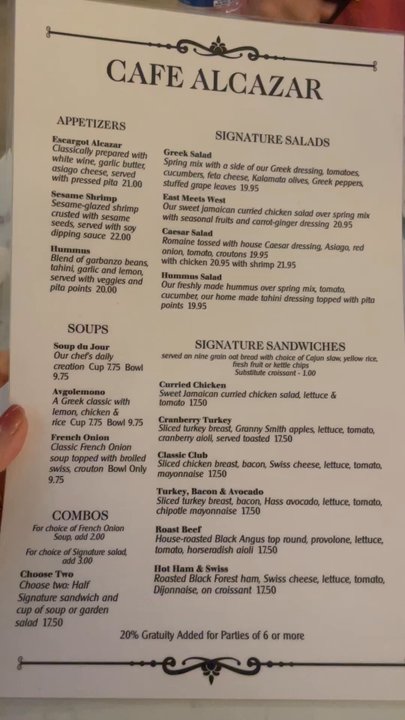 Cafe Alcazar - New American Near Me - Saint Augustine, Florida