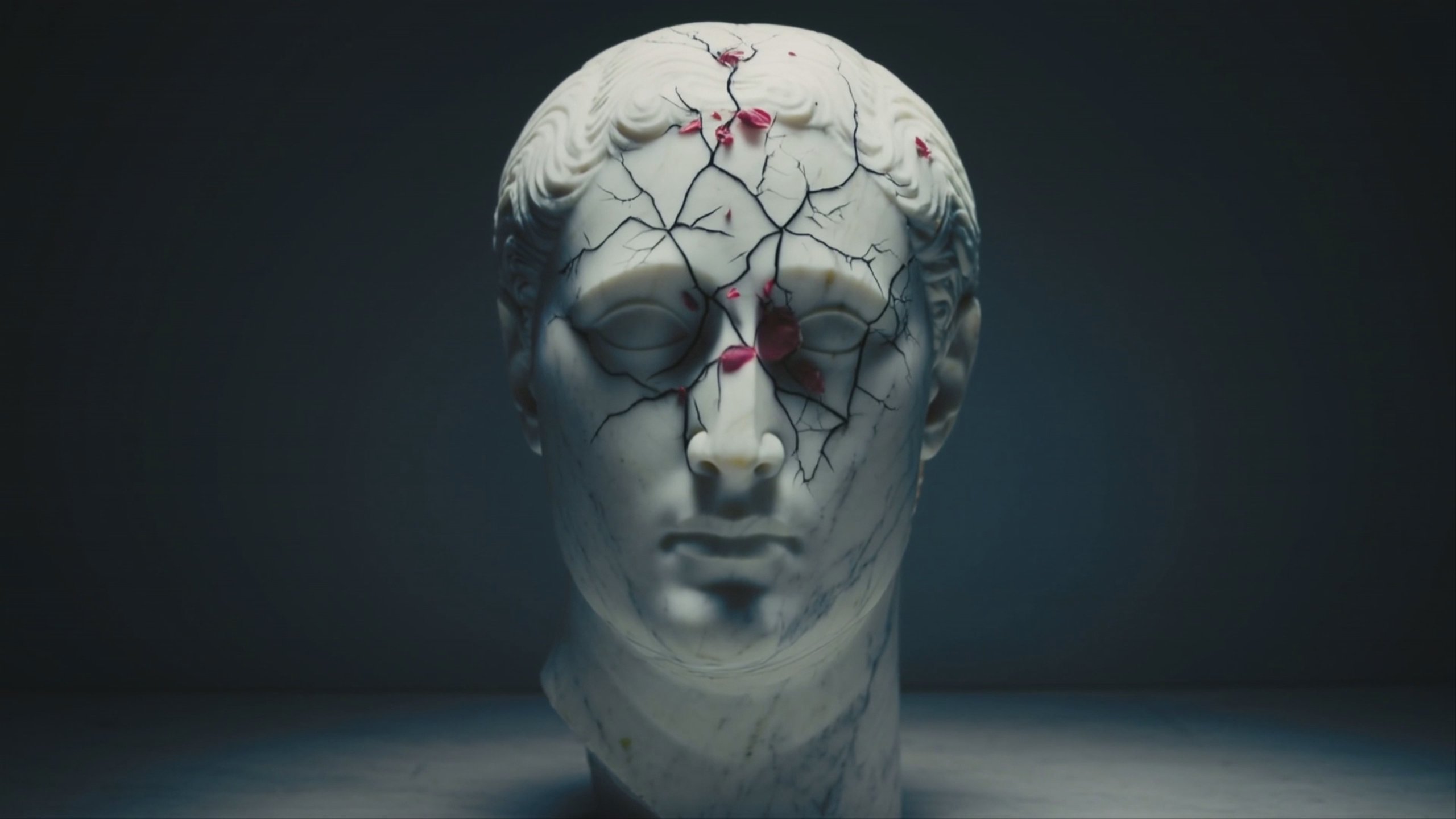 Cracked marble bust generated with Kling 2.6 Pro