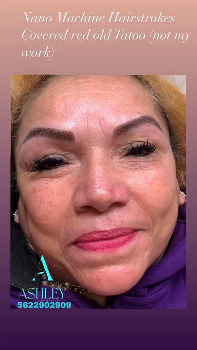 BA lashes-microblading-lips - Nano Machine Hairstrokes covered old red Tatoo (not my work)  By Ashley 5622902909 - Eyelash Service Near Me - Paramount, California