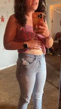 A patient tries jeans at two weeks