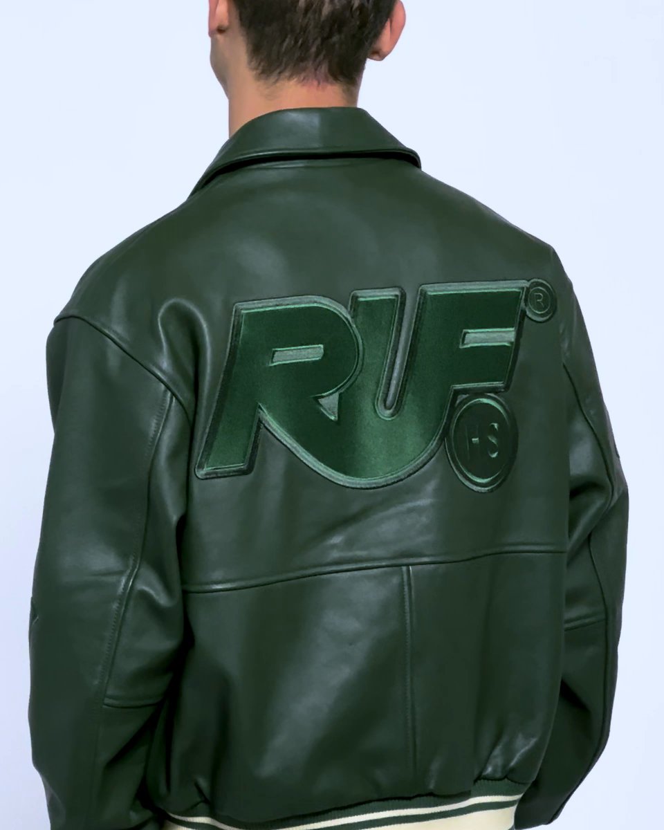 RUF x Highsnobiety – Leather Bomber Green  - Leather Jackets - Green - Video 3