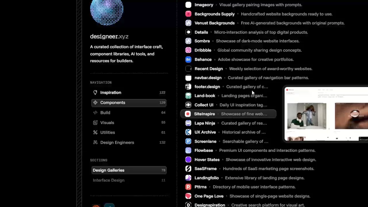 Found this GEM Maybe you don’t need 50 design bookmarks anymore.Designeer — design inspiration, components, AI tools &amp; useful resources, all in one place.Bookmark this one. https://designeer.xyz/