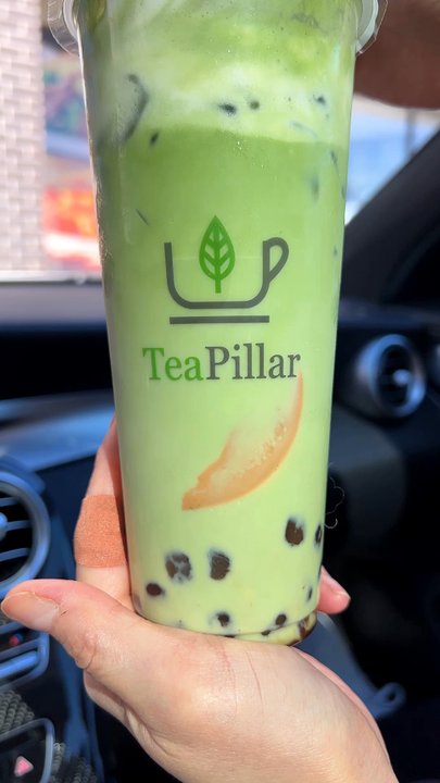 Tea Pillar - Matcha cream brûlée - delish, especially salty foam, and brûlée/custard inside - Bubble Tea Near Me - Cedar Park, Texas