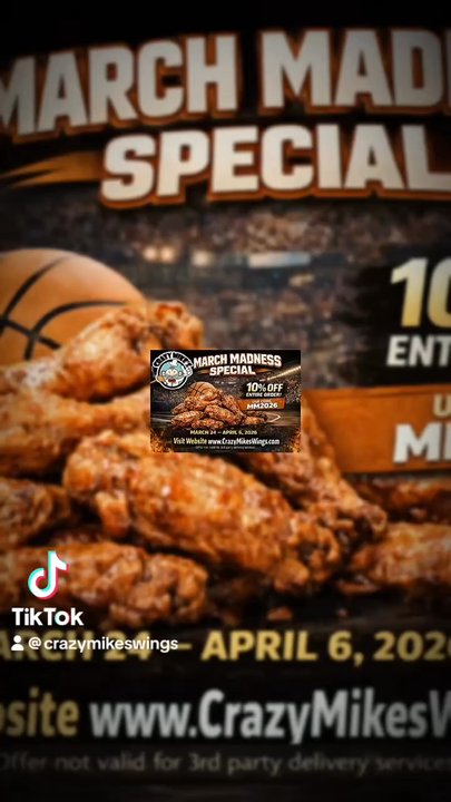 Crazy Mike's Wings - MARCH MADNESS SPECIAL The perfect game-day bite is here   Exclusive Game Day Deals 10% off Perfect for sharing with friends - Chicken Wings Near Me - Glendale, Arizona