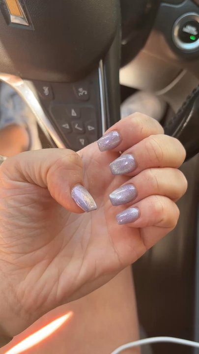 Prism Nail Lounge - Magnetic Nail design on acrylic. Supposed to be a coffin shape but a bit more square than coffin (OK by me tho). - Nail Salons Near Me - Cincinnati, Ohio