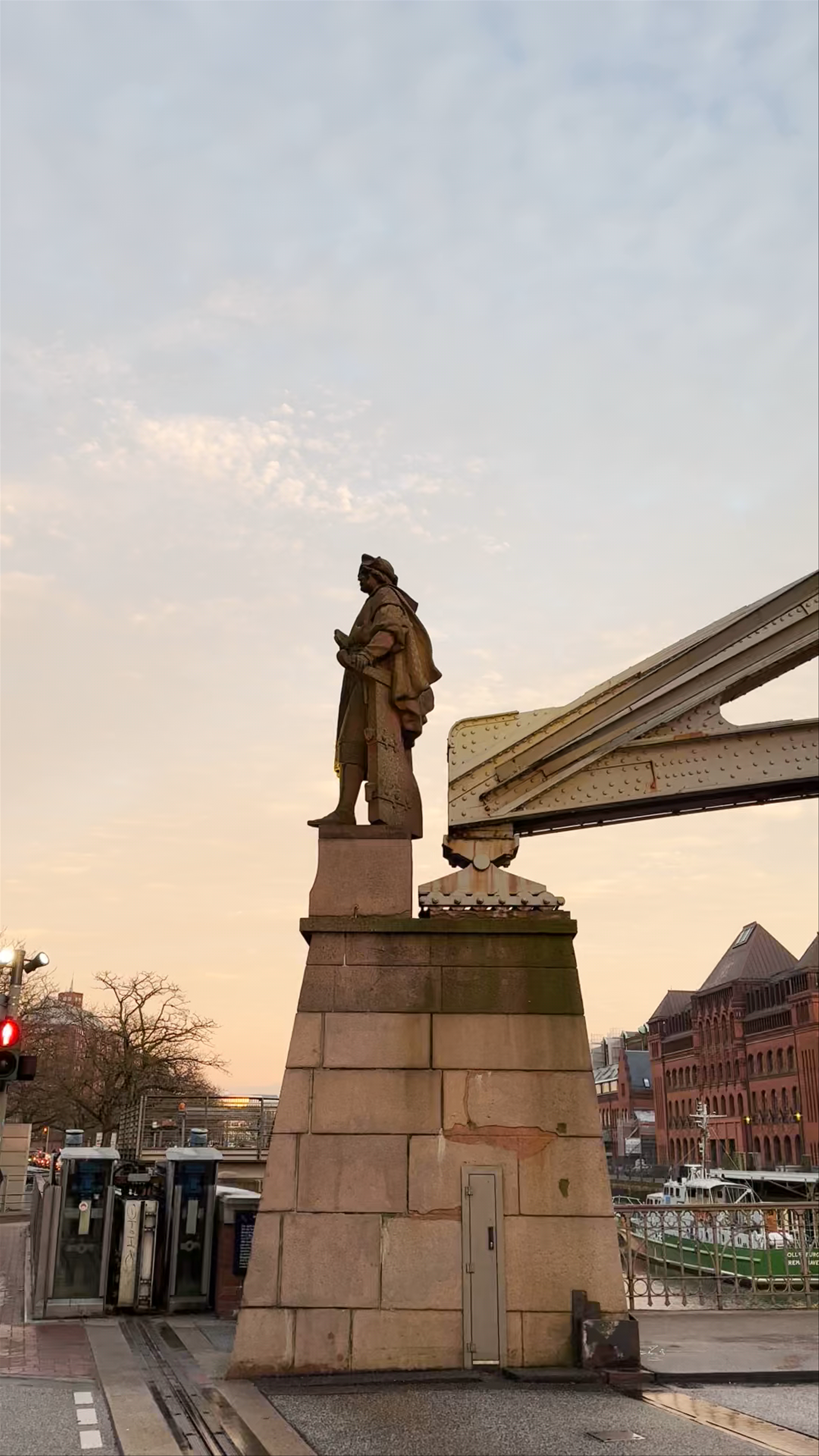 Monument to Christopher Columbus at Golden Hour - Hamburg, Germany