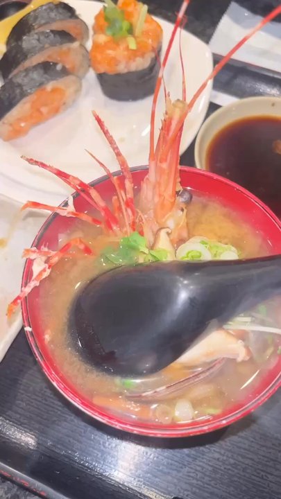 Shibuya - Live Sweet Shrimp in Clam Mushroom Miso Soup - Sushi Bars Near Me - Calabasas, California