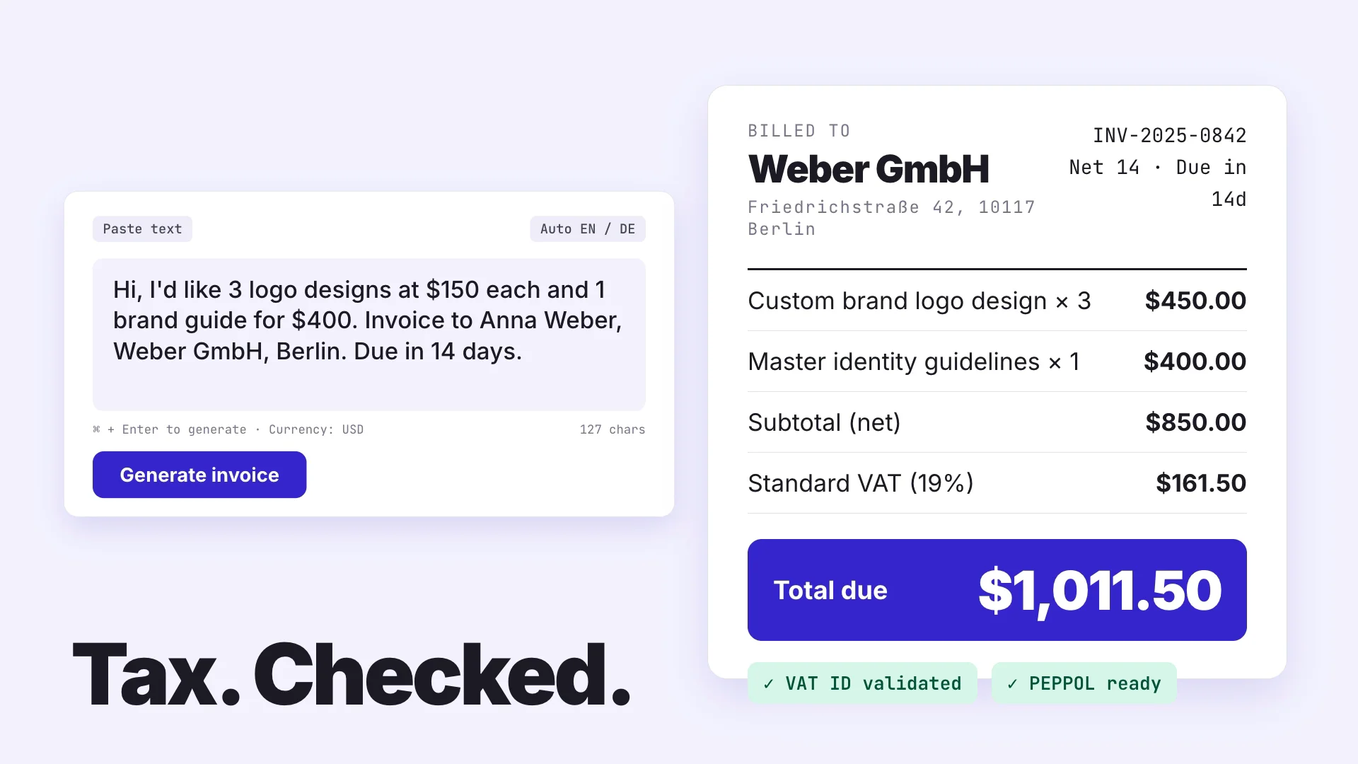 AI invoice generator with e-invoicing for fre image 1