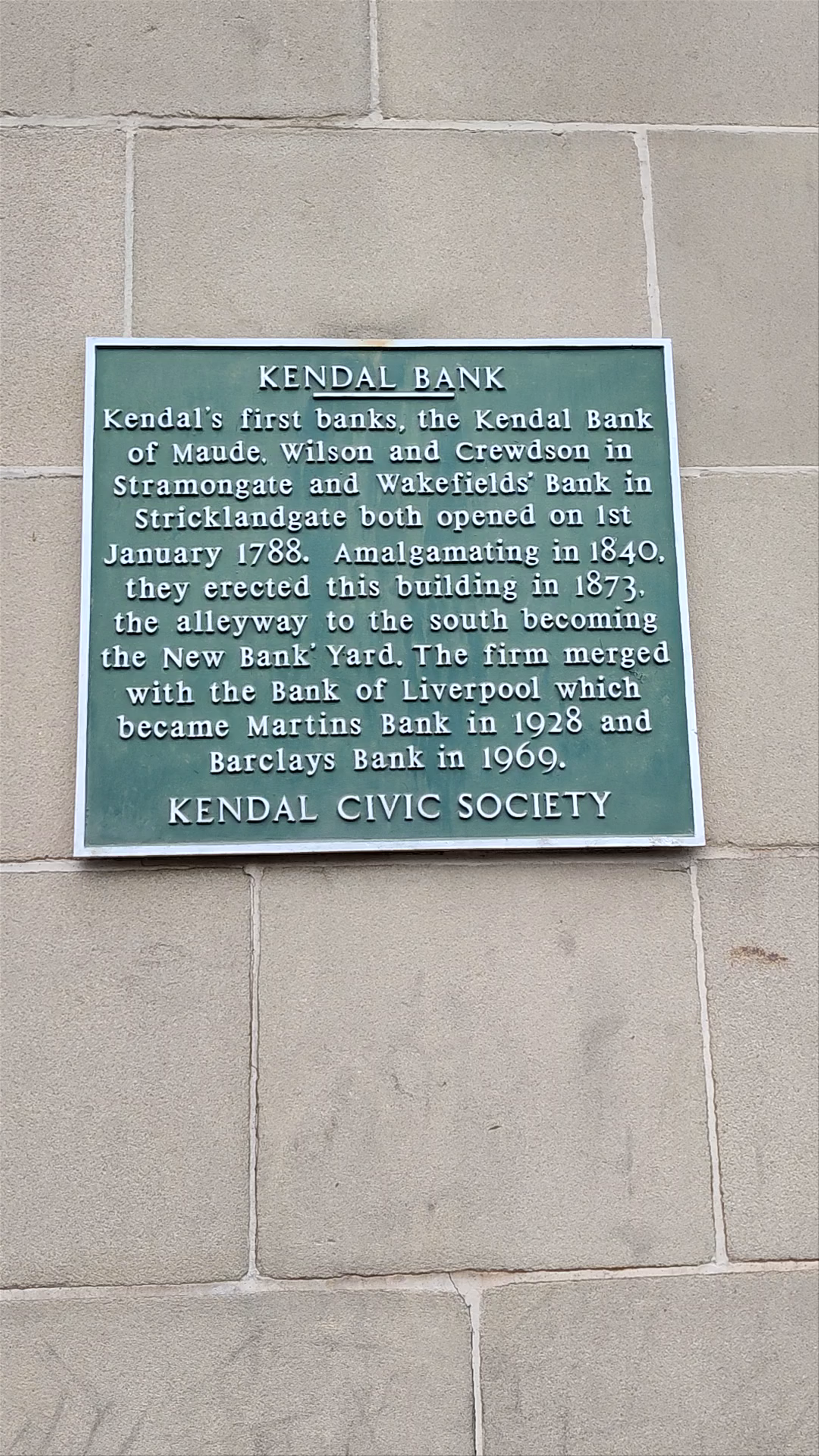 Kendal Bank Historic Plaque: A Walk Through Kendal’s Financial Heritage