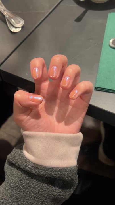 Jolie Nails and Spa - Purple chrome on nude color nails - Nail Salons Near Me - Seattle, Washington