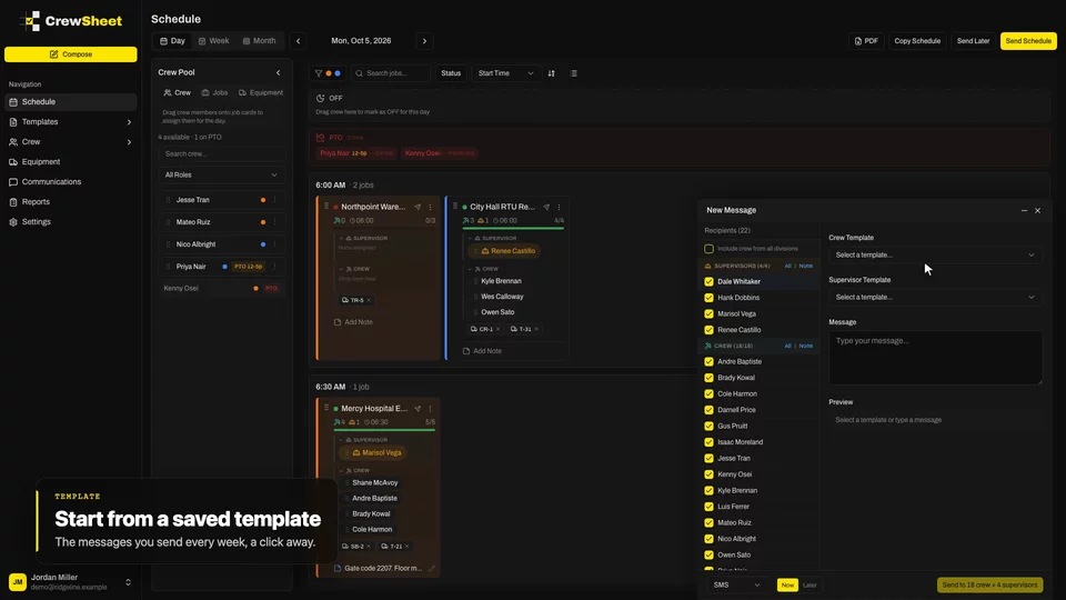 Announcements and templates