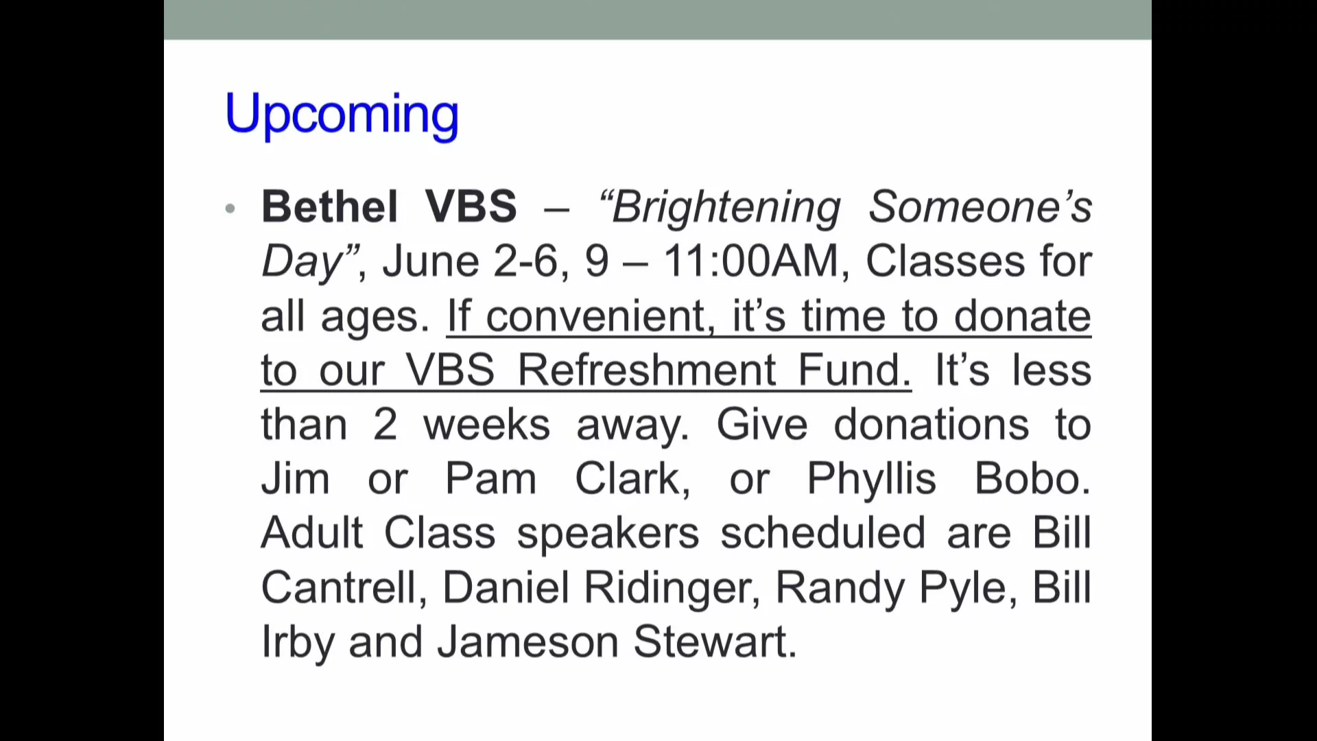 Bethel Service, May 28, 2025