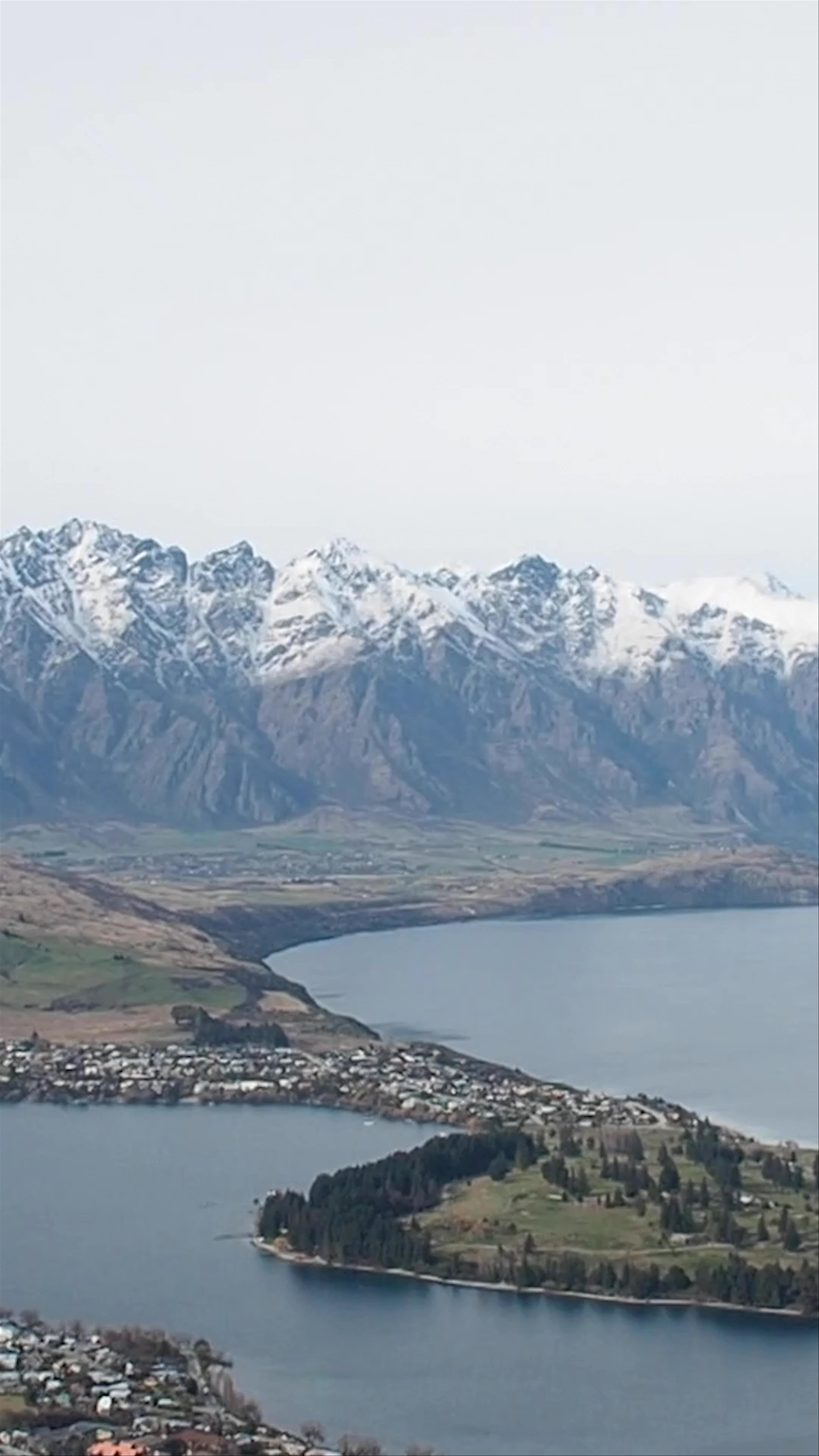 Breathtaking Aerial Views of Lake Wakatipu and Surrounding Snow-Capped Mountains, Otago, New Zealand