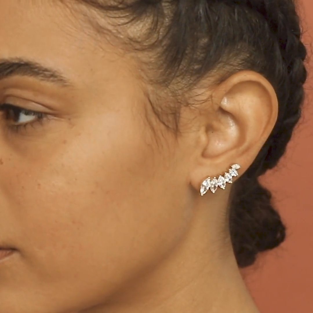 VRAI Ear Climber | Marquise | 14k | Yellow Gold | diamondCount: 6 | side: left