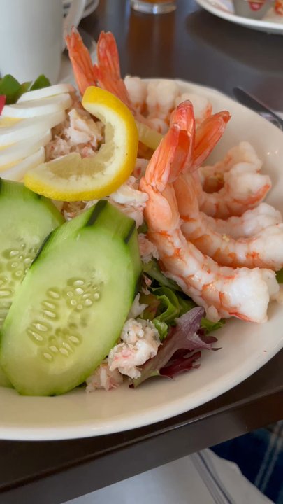 Brigantine - The lovely Seameat Salad. (I call My Sea Protein, Seameat.)  Shrimp & Crab Louie. So Good - Seafood Near Me - Poway, California