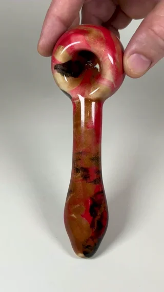 Preview pic of Spoon Pipe - 6.25 Inches - Ceramic - Red, Black and Brown - FREE SHIPPING