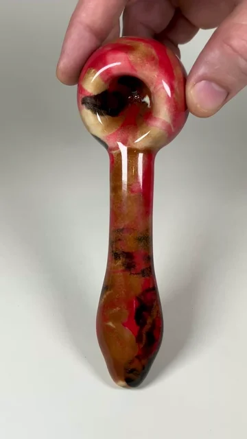 Preview pic of Spoon Pipe - 6.25 Inches - Ceramic - Red, Black and Brown - FREE SHIPPING