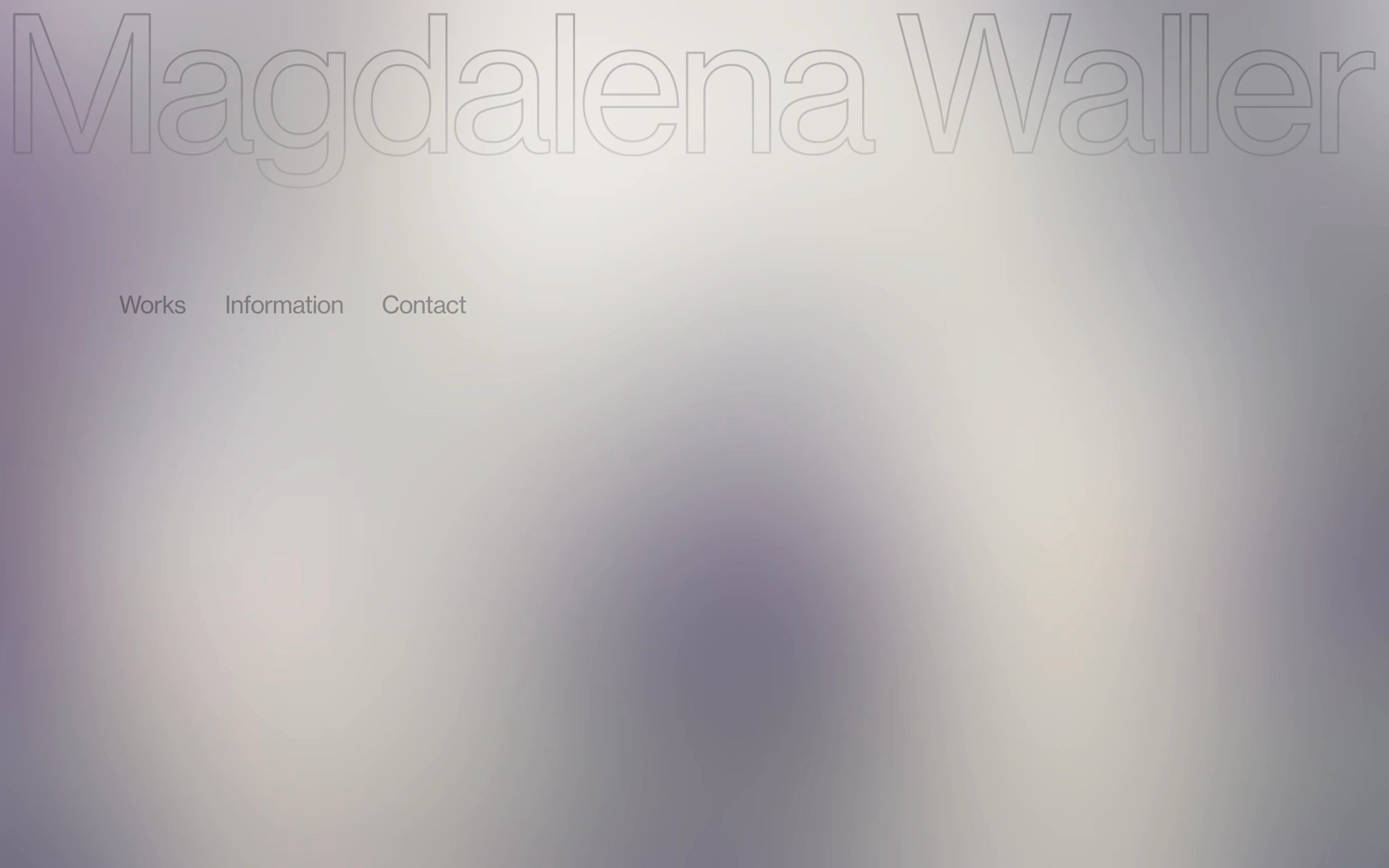 Screenshot of the Magdalena Waller website showing a large logo headline on a light red background