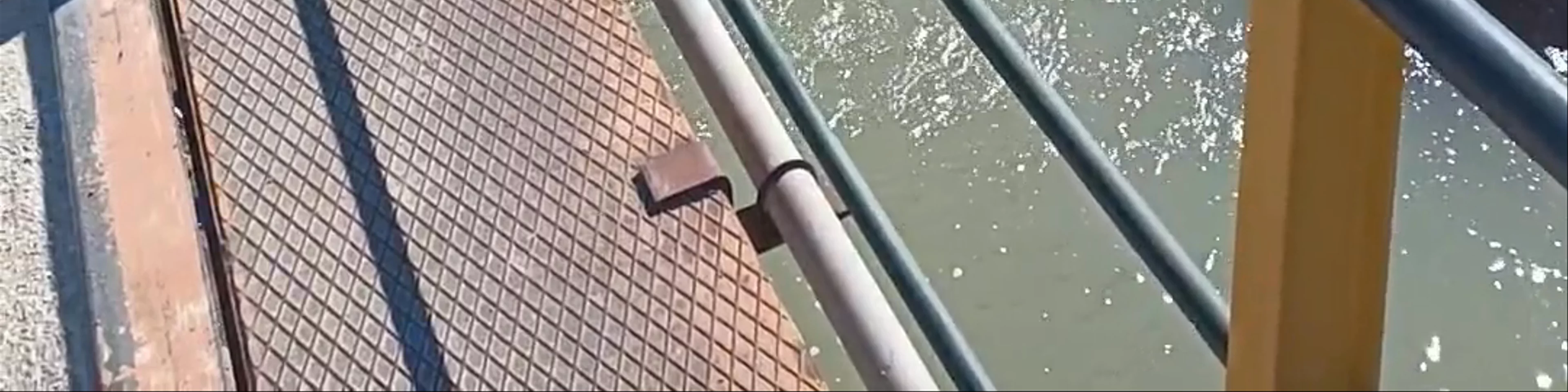 Noria hidráulica y zona de baño