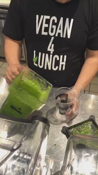 Juice Generation - Making the Kale Kolada Smoothie - kale, spinach, banana, fresh coconut water & meat. Very Good! - Juice Bars & Smoothies Near Me - New York, New York