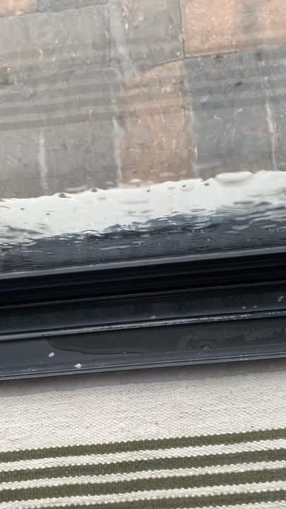 Sunshine Window Manufacturing - Newly built home 2023. Just after moving in I noticed water filling the tracks of the sliding doors. - Windows Installation Near Me - Hialeah, Florida