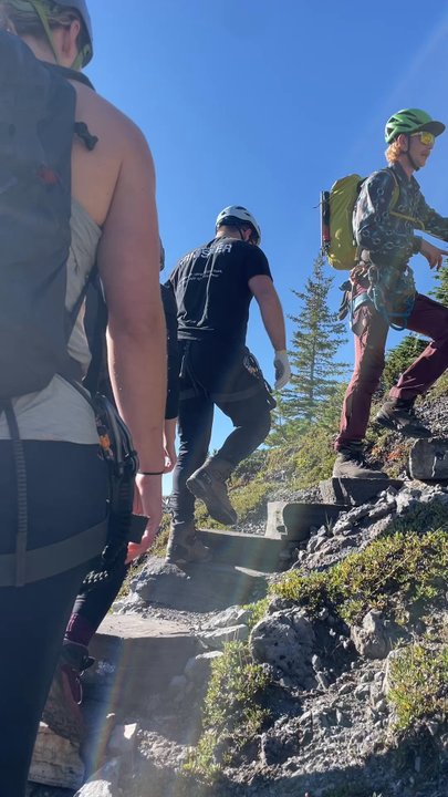 Norquay Via Ferrata - Climbing the steps after the gondola ride - Hiking Near Me - Banff, Alberta
