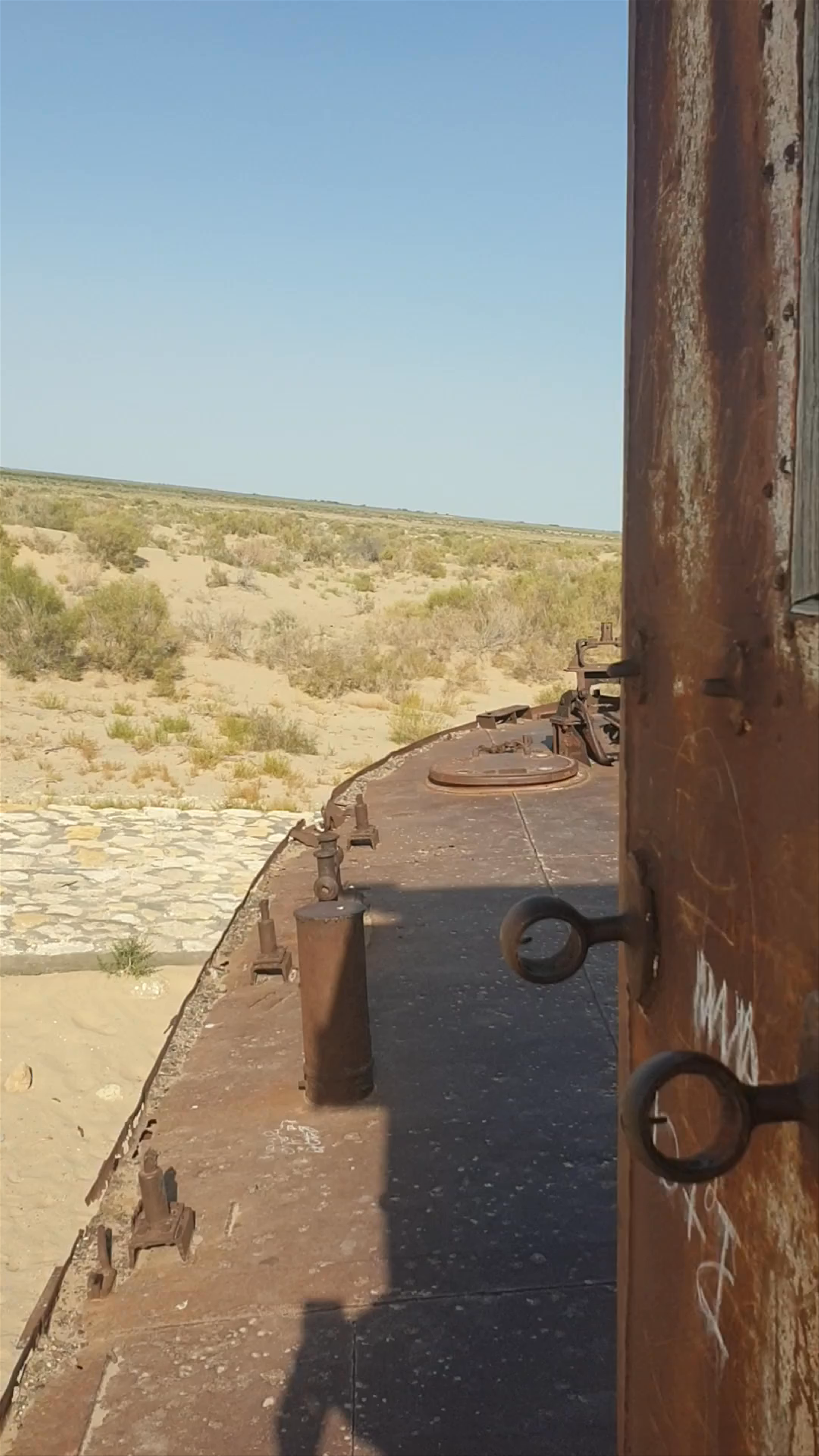Rusty ships in the sand of Aral