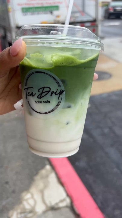 Tea Drip - Ice Matcha latte made with oat milk - Bubble Tea Near Me - Duluth, Georgia