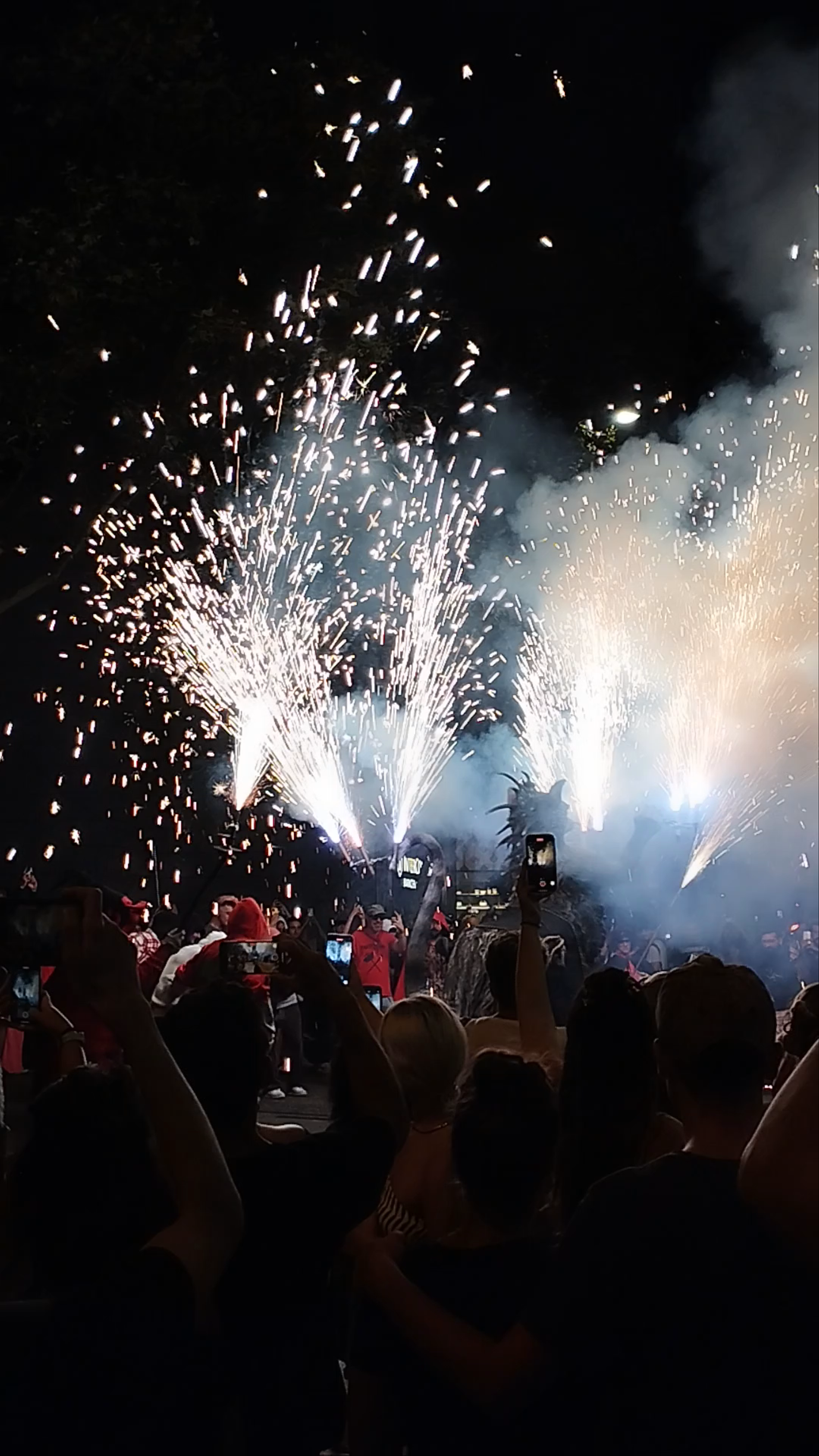 Vibrant Night Street Festival with Fireworks in Poble Sec, Barcelona