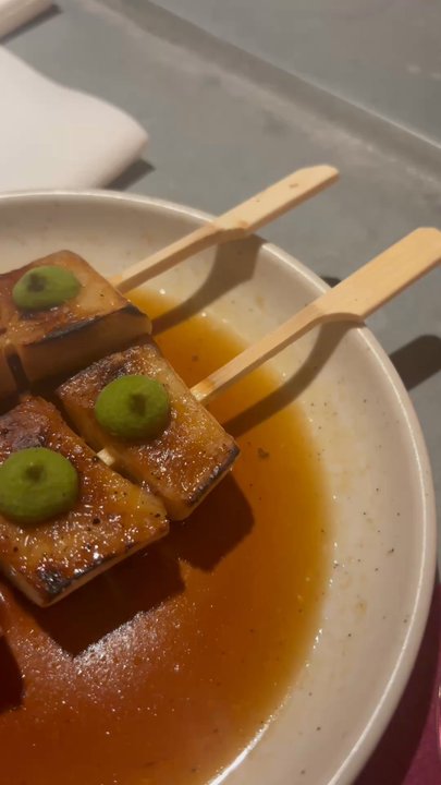 Hakucho - Grilled King oyster mushrooms with tare sauce and yuzu chimichurri - requested no wagyu fat - Izakaya Near Me - Lakeland, Florida