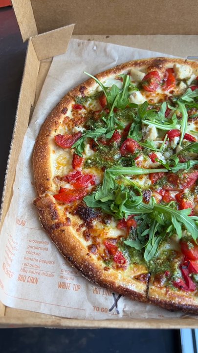 Blaze Pizza - Green stripe pizza add tomatoes. - Salad Near Me - Gainsville, Florida